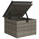 vidaXL Tabouret de jardin avec coussin gris 55x55x37 cm résine tressée