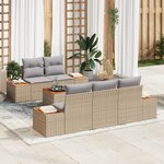 Ensemble canapé jardin vidaXL 6 pièces avec coussins Beige Poly Rattan Acacia