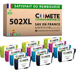 COMETE  Entreprise française - 502XL - 12 Cartouches d'encre Compatibles avec EPSON 502 XL 502XL pour Imprimante Expression Home ou Workforce (Pack DE 12)