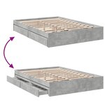 vidaXL Cadre de lit à tiroirs gris béton 135x190 cm bois d'ingénierie
