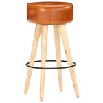 vidaXL Tabourets de bar lot de 2 cuir véritable et bois de manguier
