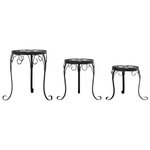 vidaXL Supports pour plantes 3 Pièces noir et blanc céramique