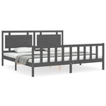 vidaXL Cadre de lit sans matelas gris 200x200 cm bois massif de pin