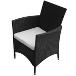 vidaXL Mobilier à dîner jardin 5 Pièces avec coussins Résine tressée Noir