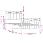 vidaXL Cadre de lit métal sans matelas avec pied de lit blanc 90x190cm