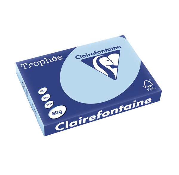 Ramette 500 Feuilles Papier 80g A3 420x297 mm Certifié FSC Bleu vif TROPHÉE