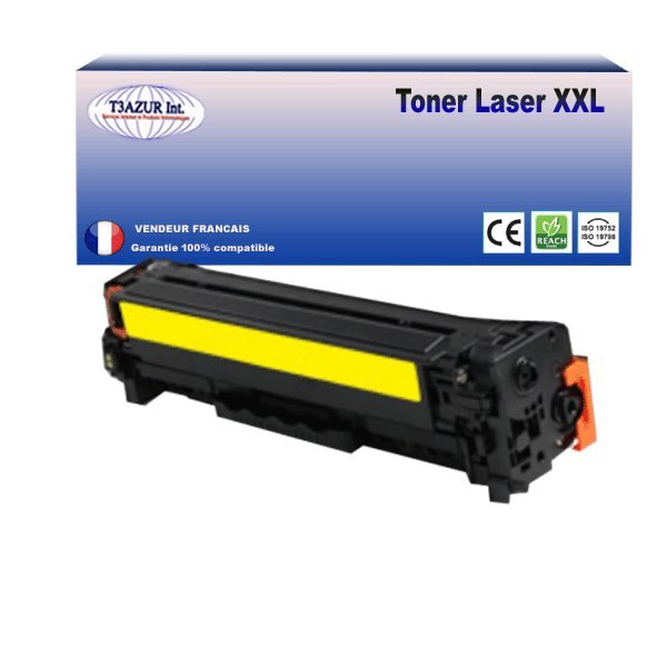 T3AZUR - Toner compatible avec Canon 045H pour Canon MF-631Cn  MF-633Cdw  MF-635Cx Jaune- 2 500p