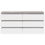 Commode CHELSEA 6 Tiroirs - Couleur blanc/béton clair - 154 x 42 2 x 79 9 cm