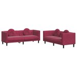 vidaXL Ensemble de canapés 2 Pièces avec coussins rouge bordeaux velours