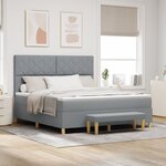 vidaXL Lit à Ressorts Box avec Matelas et Banc Gris clair 180x200 cm Tissu