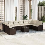 vidaXL Ensemble de salle à manger de jardin de 10 pièces avec coussins Gris en poly rotin