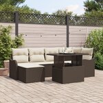 Ensemble de Canapé de Jardin 7 pièces vidaXL avec Coussins Rotin Poly Marron