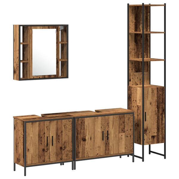 vidaXL Ensemble de meubles de salle de bain 4 pièces Bois ancien Bois récupéré