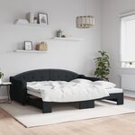 vidaXL Lit de jour avec lit gigogne noir 90x190 cm tissu