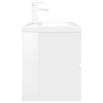vidaXL Armoire d'évier lavabo intégré blanc brillant bois d'ingénierie