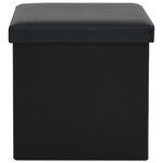 vidaXL Tabouret de rangement pliable Noir Similicuir