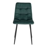 2 chaises de salle à manger en velours vert foncé avec pieds noirs