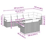 Ensemble de canapés de jardin 8 pièces avec coussins en rotin poly gris