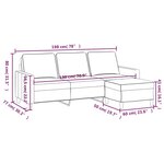 vidaXL Canapé à 3 places avec repose-pieds Gris clair 180 cm Velours