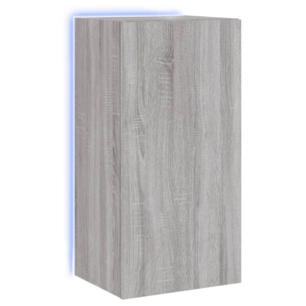 vidaXL Meuble TV mural avec lumières LED sonoma gris 40 5x35x80 cm