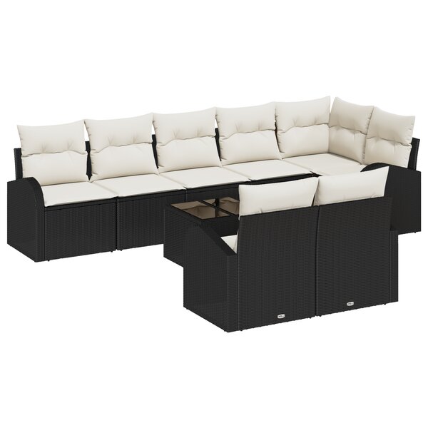 Ensemble de Canapés de Jardin de 8 Pièces avec Coussins Poly Rattan Brun