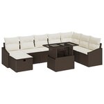 vidaXL Ensemble de Canapé de Jardin 9 Pièces avec Coussins Marron Poly Rattan