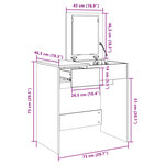 vidaXL Coiffeuse avec miroir noir 73x46 5x120 cm