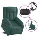 vidaXL Fauteuil inclinable de massage électrique Vert foncé Tissu