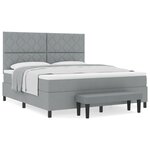 vidaXL Lit à ressorts gris clair avec matelas et banc 180x200 cm Tissu