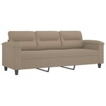 vidaXL Canapé 3 places avec oreillers taupe 180 cm tissu microfibre