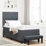 vidaXL Lit avec Sommier et Matelas Gris Foncé 100x200 cm Velours