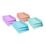 Corbeille À Courrier Combo 3 Niveaux Carton Aquarel - Couleurs Assorties - X 4 - Exacompta