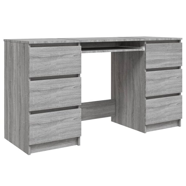 Bureau table poste de travail meuble d'ordinateur informatique étude sonoma 140 x 50 x 77 cm bois d'ingénierie gris 02_0023960