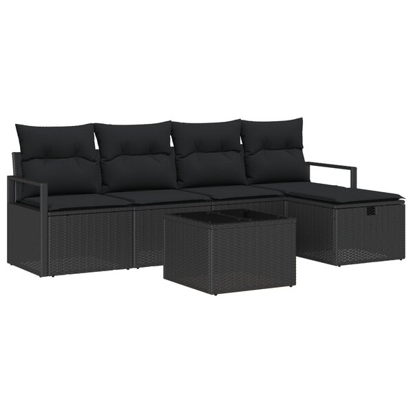 vidaXL Ensemble de 6 Canapés de Jardin avec Coussins Noir Rattan Synthétique