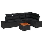 vidaXL Ensemble de canapé de jardin 6 pièces avec coussins noir en rotin synthétique