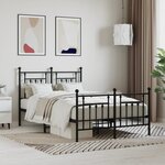 vidaXL Cadre de lit métal sans matelas avec pied de lit noir 120x190cm