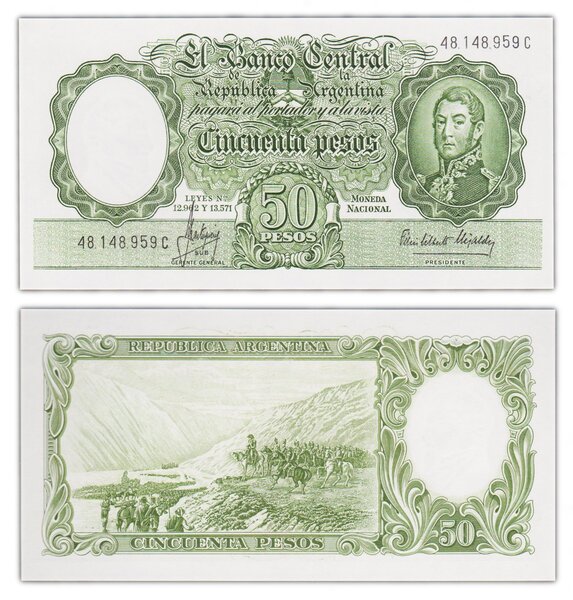 Billet de collection 50 pesos 1955 1968 Argentine - Neuf - P271