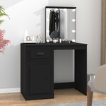 vidaXL Coiffeuse avec LED noir 90x50x132 5 cm bois d'ingénierie