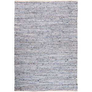 Tapis cuir et coton blanc et bleu atlas 85 x 55 cm