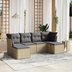 vidaXL Salon de jardin avec coussins 6Pièces mélange beige résine tressée