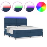 vidaXL Lit à ressorts avec matelas & LED Bleu 200x200 cm Tissu