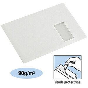 Enveloppe vélin, format c4, 229 x 324 mm, avec fenêtre, 90 g/m² fermeture autocollante avec bande protectrice, blanc (paquet 50 unités)