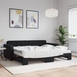 vidaXL Lit de jour avec gigogne et matelas noir 90x190 cm velours