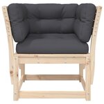 vidaXL Canapé de jardin accoudoirs avec coussins bois massif de pin