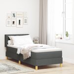 vidaXL Lit à ressorts avec matelas gris foncé 80x200 cm en tissu