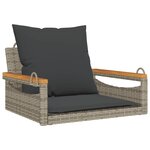 vidaXL Balancelle avec coussins gris 63x62x40 cm résine tressée