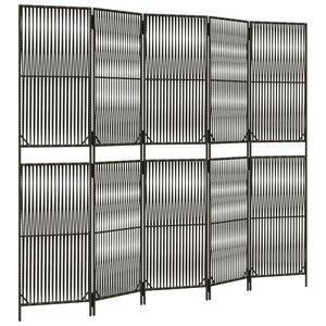 vidaXL Cloison de séparation 5 panneaux gris résine tressée