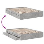 vidaXL Cadre de lit et tiroirs gris béton 140x190 cm bois d'ingénierie