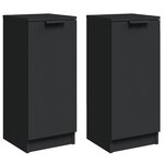 vidaXL Buffets 2 Pièces noir 30x30x70 cm bois d'ingénierie