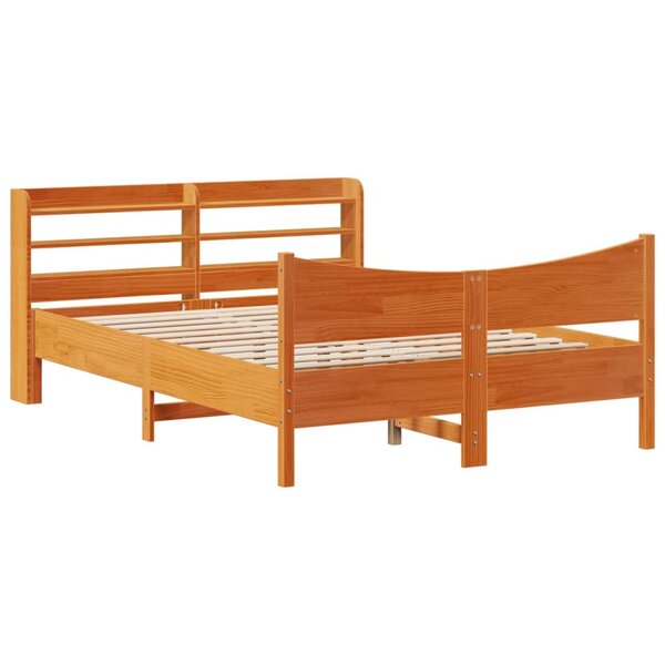 vidaXL Cadre de lit avec tête de lit cire marron 120x190cm bois de pin